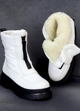 Зимові черевики, дутіки, чоботи натур шкіра, хутро, болонья. зимние ботинки дутики сапоги кожа мех6 фото