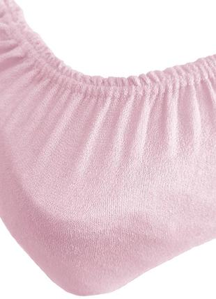Простирадло 180х200+25см махрове на резинці світло-рожеве