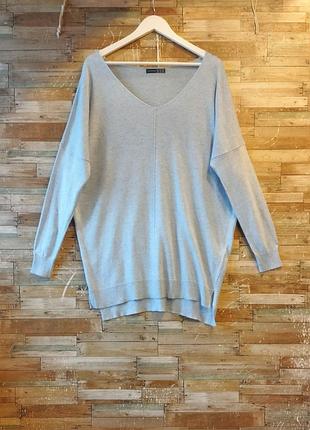 Стильное платье/туника/длинный свитер. оверсайз  трикотаж. цвет небесно-голубой