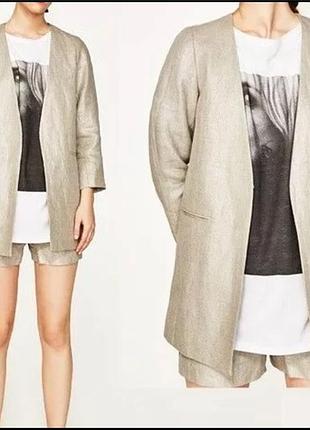 100% лен роскошный жакет из льна с блестящим напылением