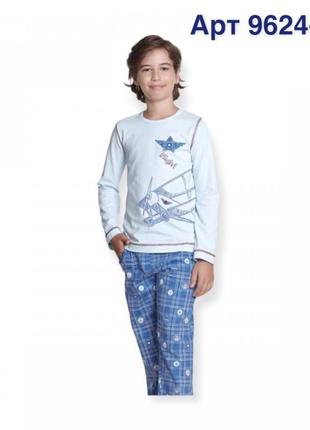 Детская теплая пижама для мальчика baykar арт. 9624-207 голубая