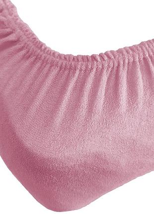 Простирадло 160x200+25см махрове на гумці рожеве