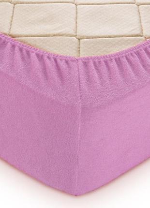 Простирадло 200x220+25 см махрове на гумці 130 г/м2 рожеве