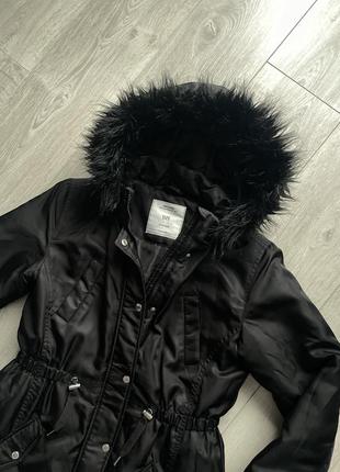 Куртка парка черная с капюшоном4 фото