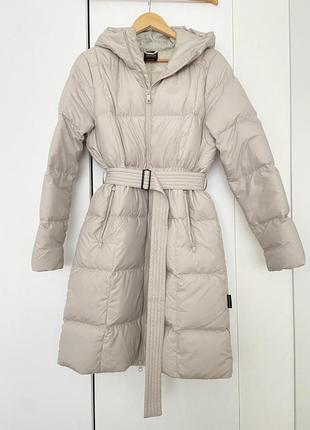 Пуховик с натуральным пухом jack wolfskin frozen lake coat серый, белый длинный, куртка зимняя4 фото