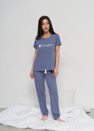 Піжама жіноча з футболкою purrfect розмір s, m, l, xl