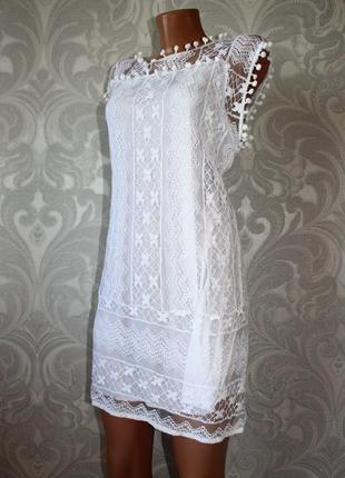 Блуза подовжена / туніка / як коротке плаття гіпюр з обрамленням горошинами (1900_)3 фото