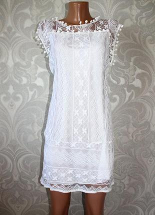 Блуза подовжена / туніка / як коротке плаття гіпюр з обрамленням горошинами (1900_)2 фото