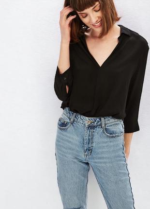 Черная блузка однотонная bershka zara, размер xs