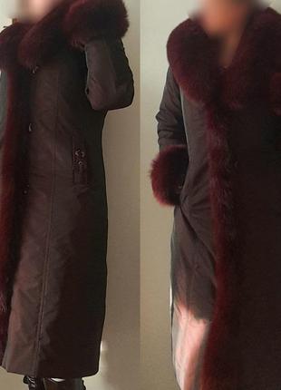 Длинная зимняя куртка, пальто, пуховик с мехом2 фото