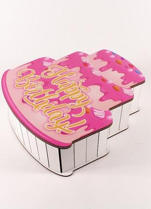 Фігурна коробка "торт рожевий" для самостійного наповнення2 фото