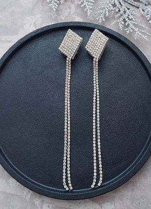 Стразовые серьги клипсы ручной работы