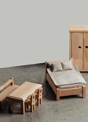 Набір іграшкових меблів із дерева для ляльок lis wooden toy set - m набір 3 штуки
