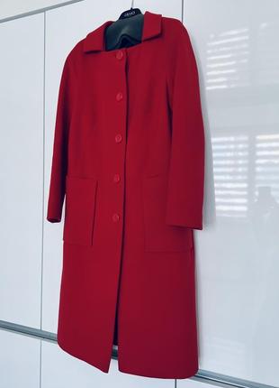 Шерстяное пальто красное теплое с утеплителем рs2 фото