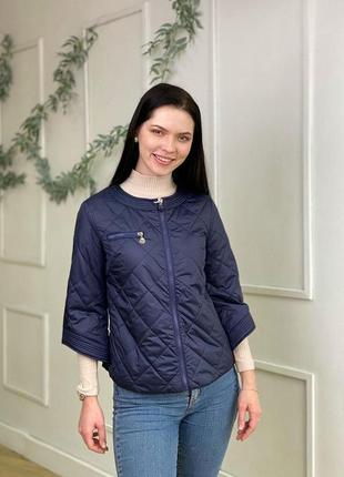 Женская демисезонная куртка button в синем цвете (р.s,m,l,2xl,3xl,4xl,5xl)