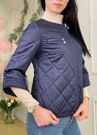 Женская демисезонная куртка button в синем цвете (р.s,m,l,2xl,3xl,4xl,5xl)3 фото