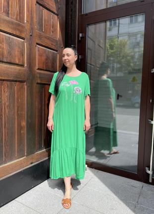 Літнє жіноче плаття eternal flame в зеленому кольорі ( р.46,48,50,52,54,56)2 фото