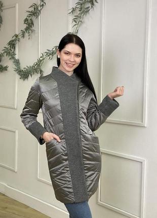 Женское демисезонное пальто snow beauty в сером цвете (р. s, м, l,xl и 2 xl)