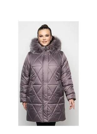 Зимняя женская куртка батал с натуральным мехом чернобурки   с 54 по 70 размер9 фото