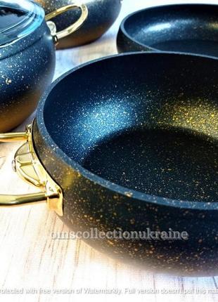 Набір посуду o.m.s. collection (туреччина) з антипригарним покриттям із 7-ми (4/3) предметів 3023 золото7 фото
