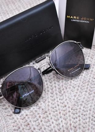Фирменные круглые очки солнцезащитные marc john polarized mj0743 стэмпанк с пружиной