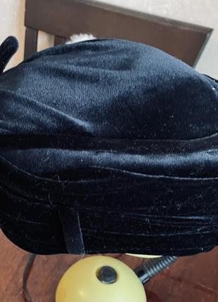 Винтажная дизайнерская бархатная шляпка « таблетка»4 фото