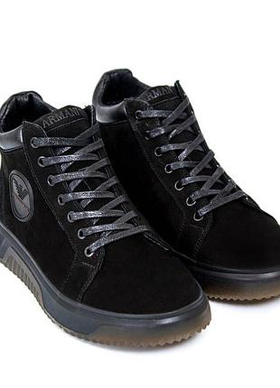 Мужские зимние кожаные ботинки TOP armani
