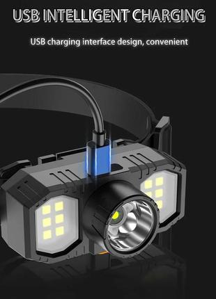 Налобний ліхтарик світлодіодний портативний, акумуляторний з usb зарядкою