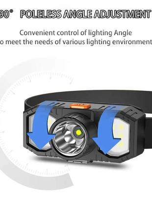 Налобный фонарик светодиодный портативный, аккумуляторный с usb зарядкой8 фото