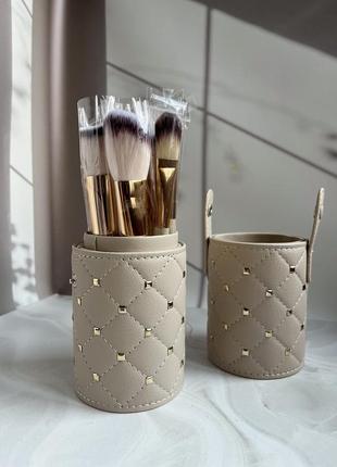 Пензлі для макіяжу в тубусі bh cosmetics studded couture brush set, 12 шт.