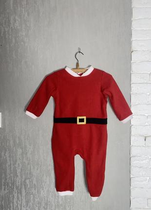 Флісовий чоловічок новорічне кігурумі новорічна тепла суцільна піжама костюм санта клауса костюм миколая на хлопчика 9-12міс h&m