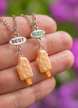 Кулон для друзей "best buds. мороженое эскимо ванильное ". цена за набор