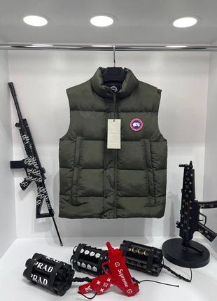 Мужская жилетка canada goose утепленная хаки, теплая мужская безрукавка канада осенняя s