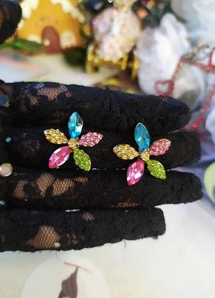Vintage сережки пусети яскраві у стрази