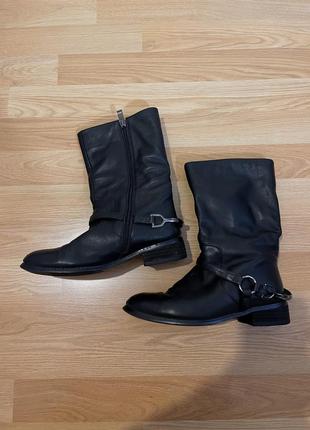 Жіночі чорні чоботи чорні черевики низькі чоботи на низькому ходу sharman2 фото
