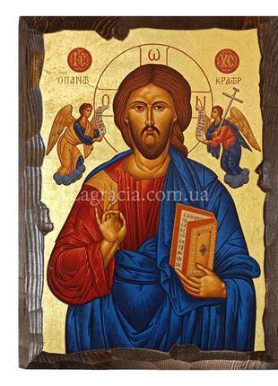 Деревянная писаная икона иисус христос спаситель 22 х 28 см