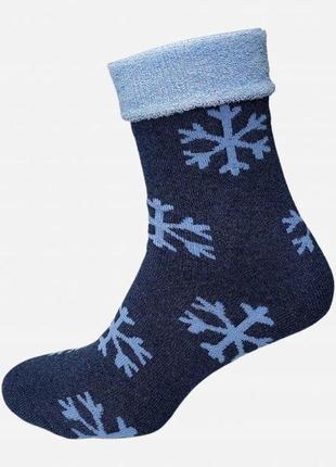Набор носков лана снежинка махра 36-40 5 пар синий/голубой2 фото
