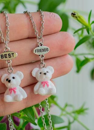 Кулон для двох друзів "best friends. білі ведмежата"