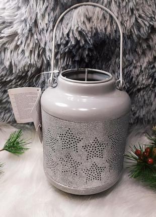 Металлический подсвечник фонарь для свечи звезда с глиттером