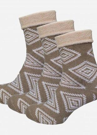 Набір шкарпеток лана орнамент махра 36-40 3 пари бежевий