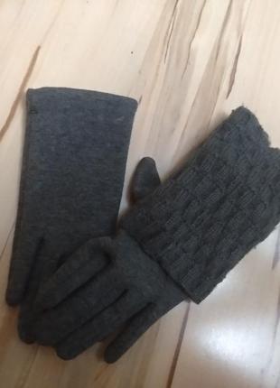 Стильный перчатки митенки серый