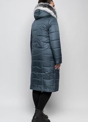 Молодёжное  пальто с натуральным мехом чернобурки батал с 48 по 56 размер2 фото