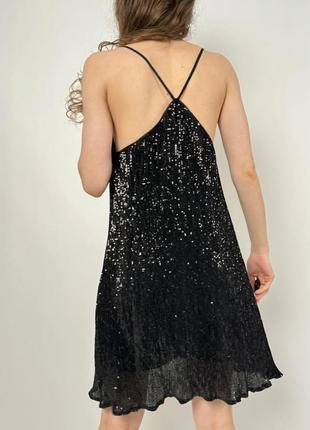 Святкова чорна сукня у паєтку, мерехтлива новорічна сукня2 фото
