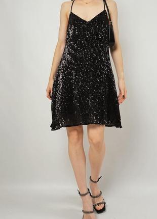 Святкова чорна сукня у паєтку, мерехтлива новорічна сукня3 фото