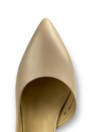 Женские туфли на высоком широком каблуке элегантные бежевые натуральная кожа zh733a-30rk anemone 21747 фото