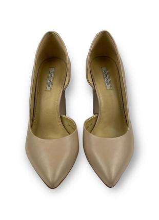 Жіночі туфлі на високих широких підборах елегантні бежеві натуральна шкіра zh733a-30rk anemone 21748 фото