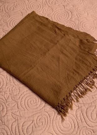 Шерсть стильный шарф палантин горчично-коричневый очень приятный2 фото