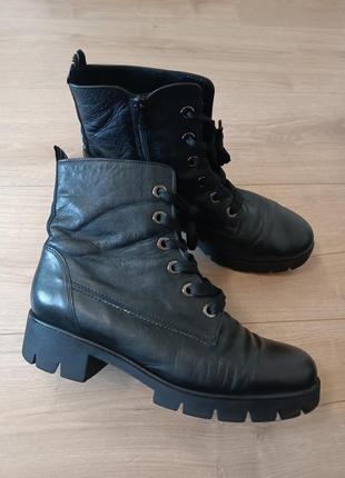 Удобные черные ботинки от gabor/ качественные ботинки из натуральной кожи