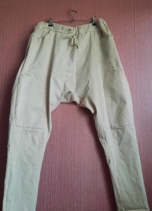 Дизайнерские брюки с заниженным шаговым швом слонкой матней в виде rundholz owen made in italy