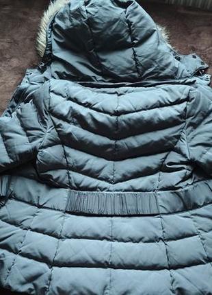 Zara стьобане пальто з натуральним пухом, поясом та капюшоном зі штучного хутра6 фото